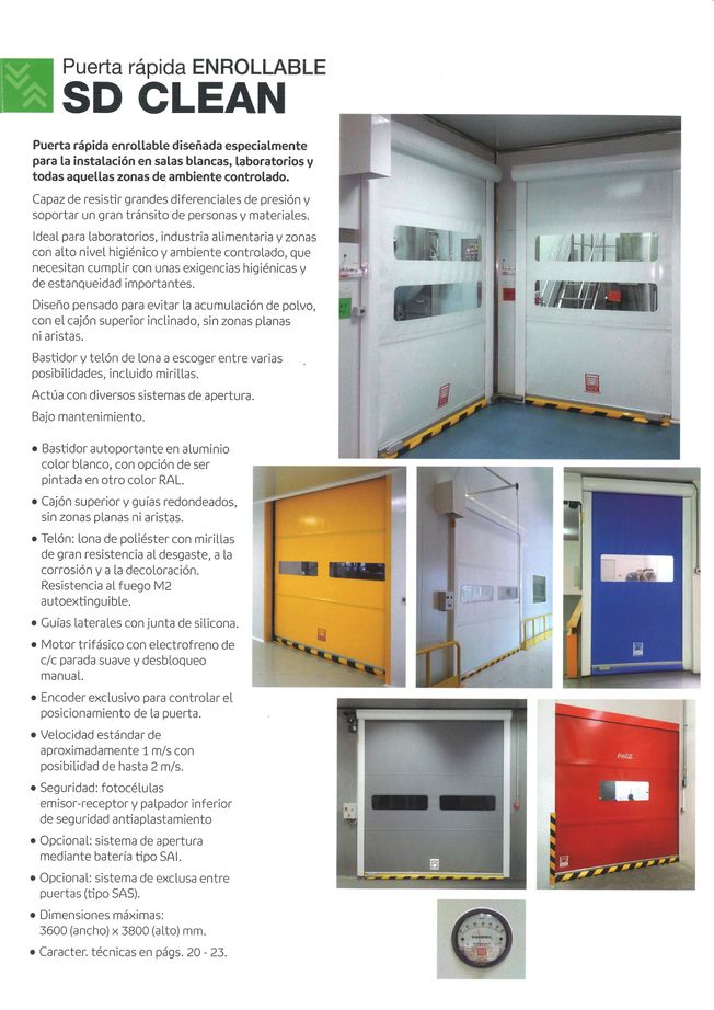 Puertas rápidas de lona para salas blancas y ambientes controlados