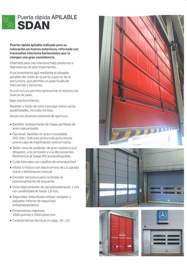 Puertas rápidas de lona apilables